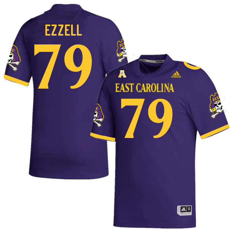 Men #79 Cohen Ezzell ECU Pirates College Football Jerseys Stitched-Purple